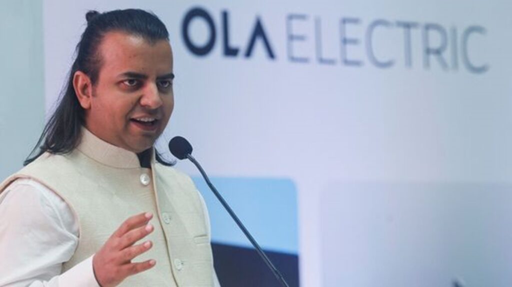 Bhavish Aggarwal during the launch of Ola Electric IPO